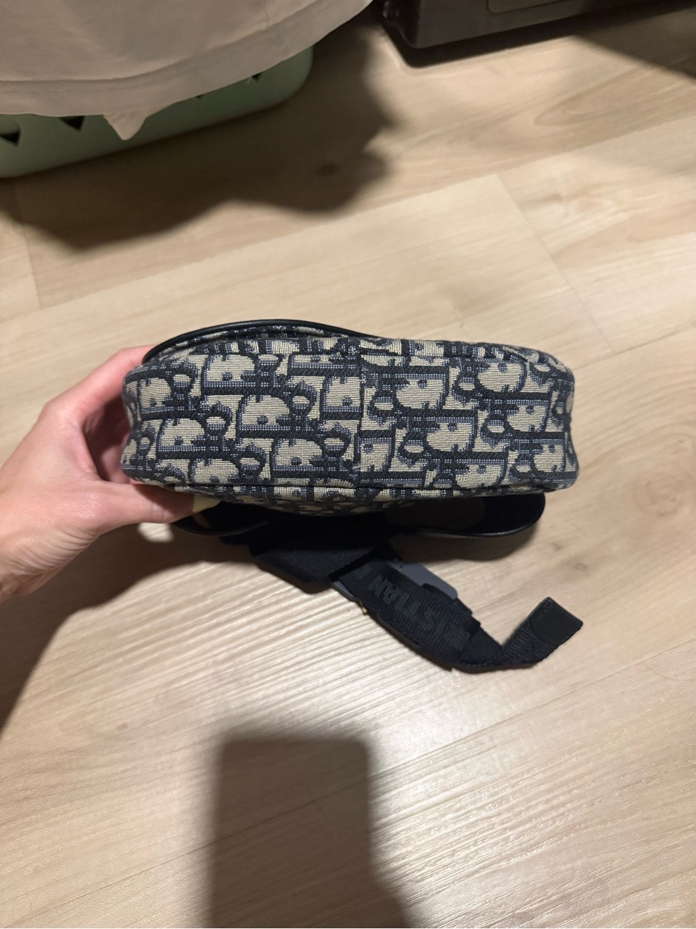 Dior Blue and Beige Monogram Saddle Pouch - Picture 3 of 6